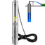 VEVOR Deep Well Submersible Pump, 1HP 230V/60Hz, 37gpm Flow 207ft Head, with 33ft Electric Cord, 4" Stainless Steel Water Pump for Industrial, Irrigation&Home Use, IP68 Waterproof Grade
