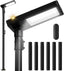 100" Solar Lamp Post Lights with Pole & Remote, Outdoor IP65 Waterproof 420 LEDs Solar Street Lights, Black Metal Flood Solar Motion Pathway Lights for Yard, Garden, Patio, Lawn, Garage