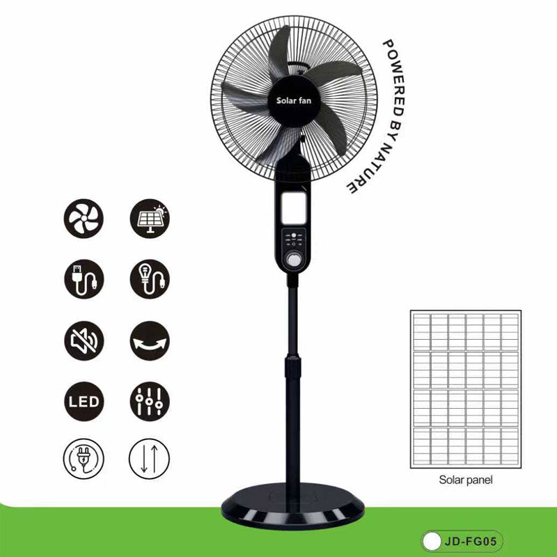 Solar fan 16" Rechargeable with Solar panel Standing Fan