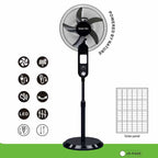 Solar fan 16" Rechargeable with Solar panel Standing Fan