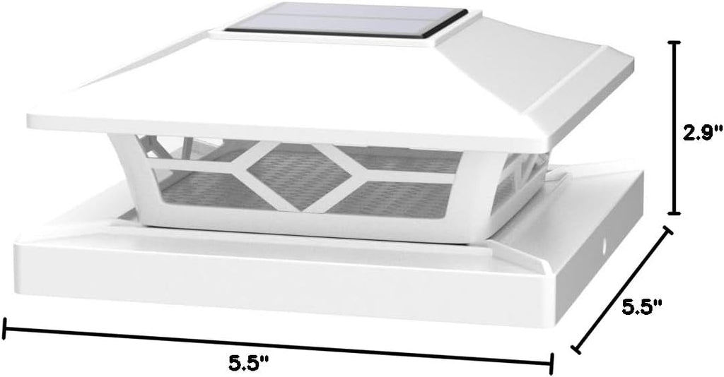 VOLISUN Solar Post Cap Lights: 8 - Pack Outdoor Deck Post Cap Lights White for Dock Fence Waterproof 2 Color Modes,4x4/6x6 Wooden/Vinyl Posts
