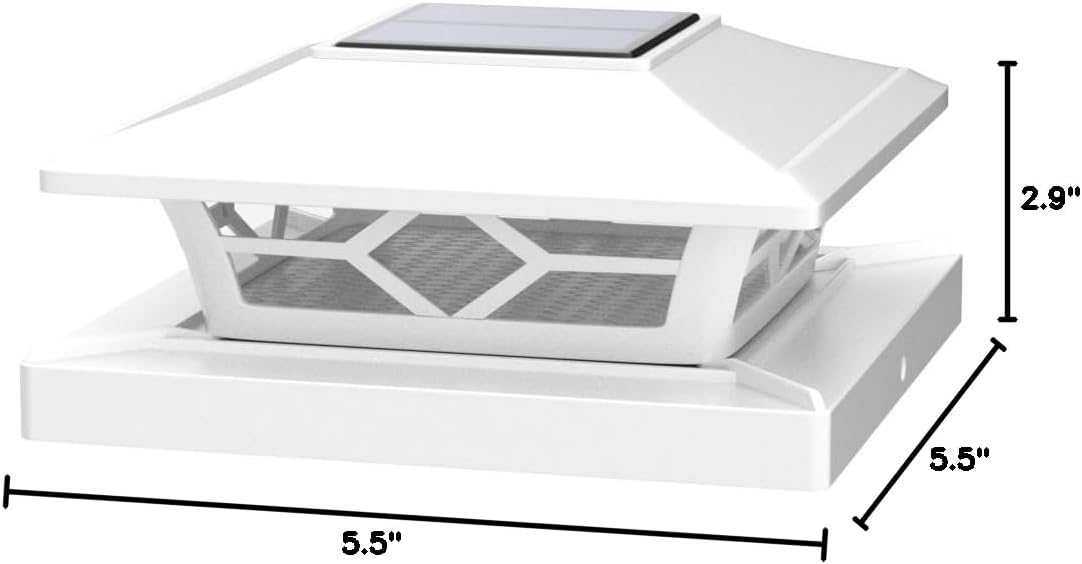 VOLISUN Solar Post Cap Lights: 8 - Pack Outdoor Deck Post Cap Lights White for Dock Fence Waterproof 2 Color Modes,4x4/6x6 Wooden/Vinyl Posts
