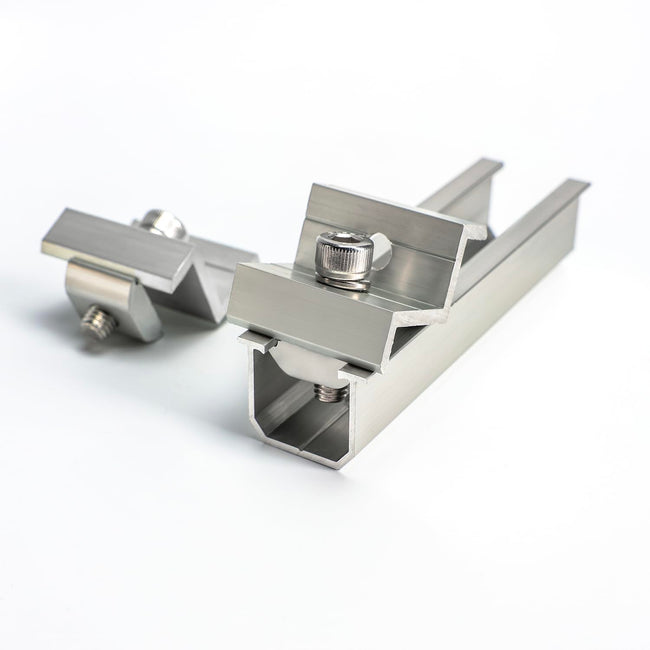 Solar Panel Mounting Brackets Mid and End Clamps and Rails Kit for Roofing Solar Panels of Multiple Sized,Mounting Clamp for Solar Panels Mount PV Modules Fixing Rooftop Installation Support Main Image
