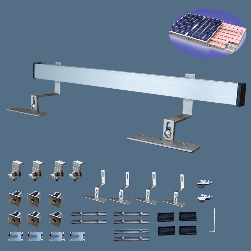 Solar Panel Mounting Bracket Kit System to Metal Roof Sloped or Flat Pitched Tile Shingle Roofs for 1-2pcs Solar Panels with End Cap