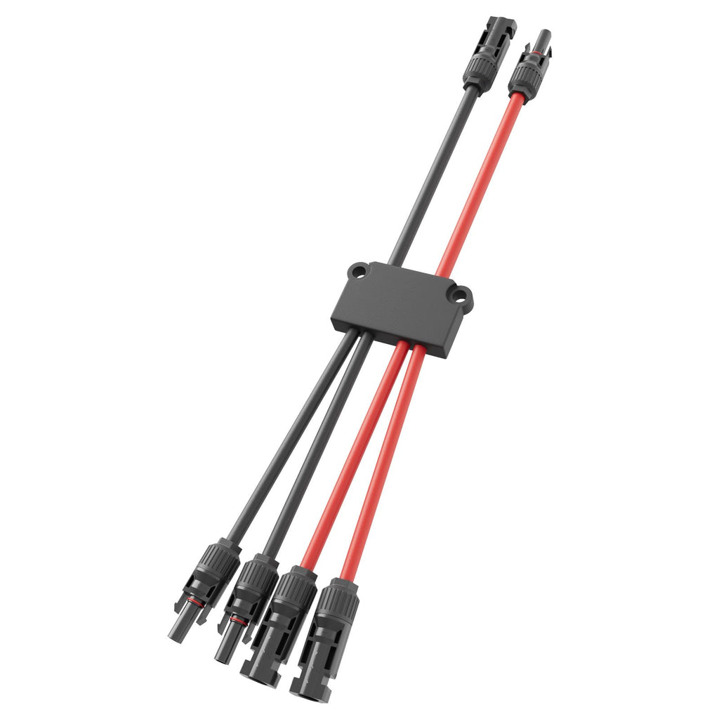 Pjerjzn Solar Panel Connector 4 to 2 Solar Y Branch Connectors PV Panels Parallel Connectors Kit Adapter Waterproof Wire Plug Tool for Solar Panel(1 Pcak MF/FFMM)