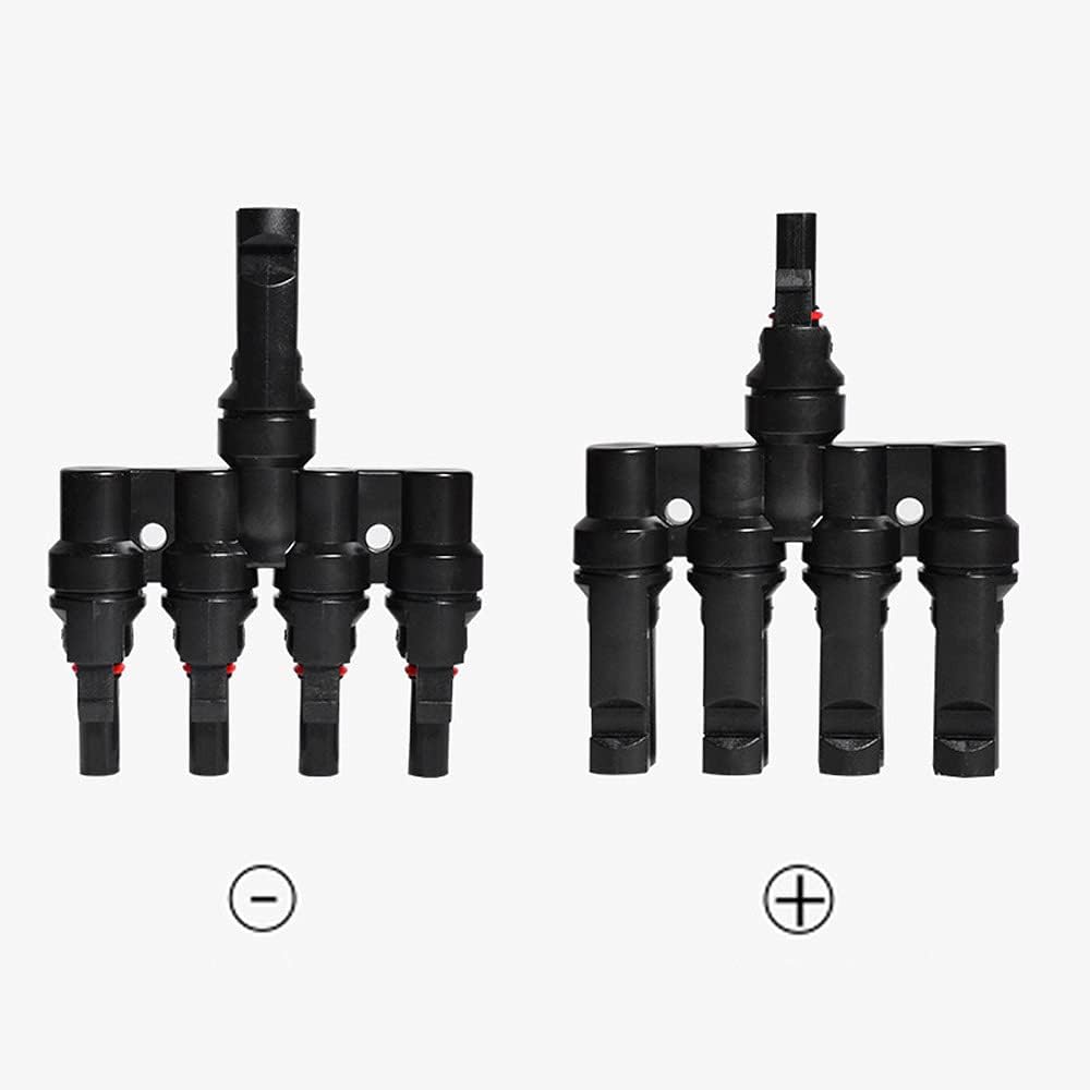 BAYM Solar Panel T Branch 4 to 1 4M/F + 4F/M Cable Connector Solar Wire Connector T-type T4 Coupler Combiner(1 Pair)