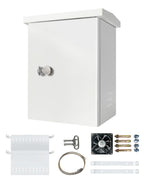 Outdoor Electrical Box Enclosure,19.7" x 13.8" x 9.4", 1.2mm Thick Galvanized Steel,Integrated Ventilation & Cooling Fan,Secure Weather-Resistant Project Box,Wall/Pole Mount