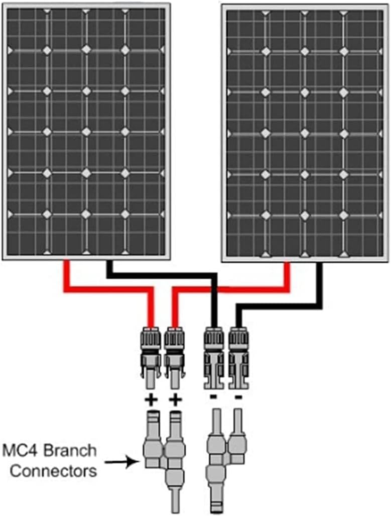 BAYM Solar Panel T Branch 4 to 1 4M/F + 4F/M Cable Connector Solar Wire Connector T-type T4 Coupler Combiner(1 Pair)
