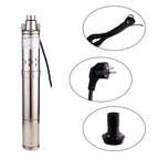 SHYLIYU 1HP 3" OD Pipe Stainless Steel Submersible Deep Well Pump 328FT 1" Outlet 0.75KW 80mm Bore Screw Water Pumps for Industrial and Home Garden Use,220V/50Hz