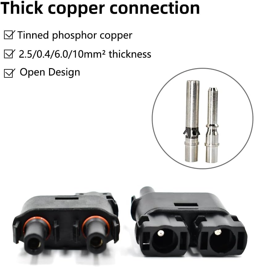 Solar Branch Connector IP68, 1500V FMM+MFF, Y Branch Adapter for Parallel Connection Between Solar Panels, 1 Pairs (2 to 1)