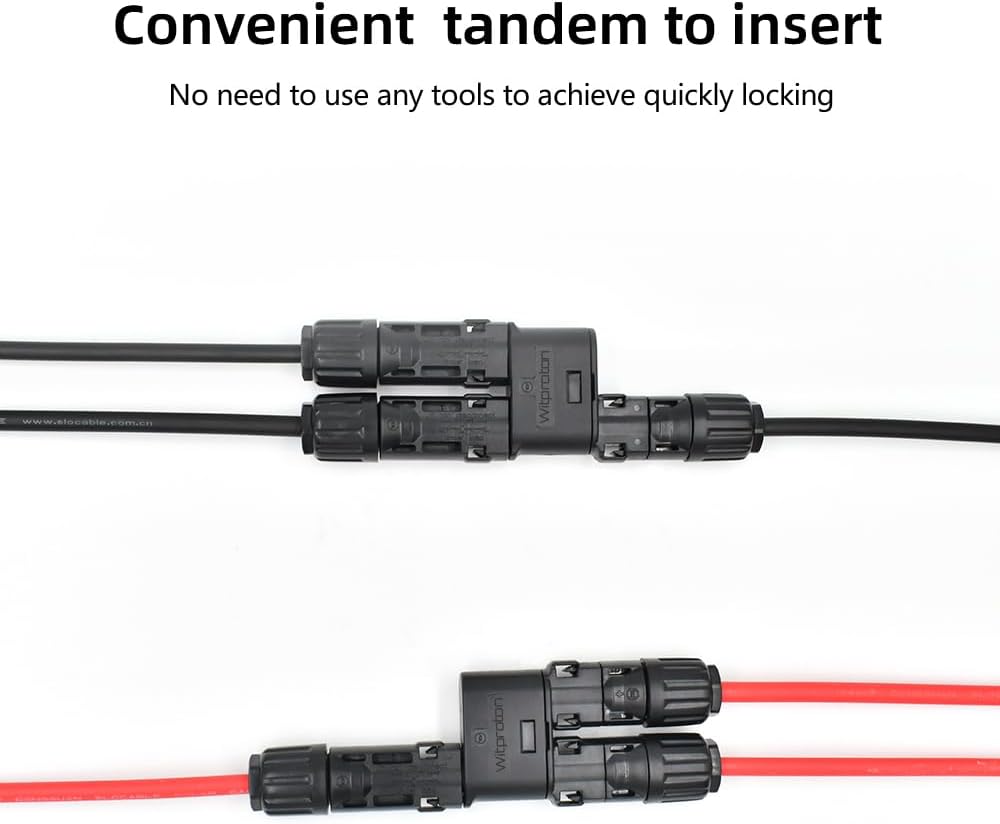 Solar Branch Connector IP68, 1500V FMM+MFF, Y Branch Adapter for Parallel Connection Between Solar Panels, 1 Pairs (2 to 1)