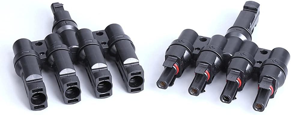BAYM Solar Panel T Branch 4 to 1 4M/F + 4F/M Cable Connector Solar Wire Connector T-type T4 Coupler Combiner(1 Pair)