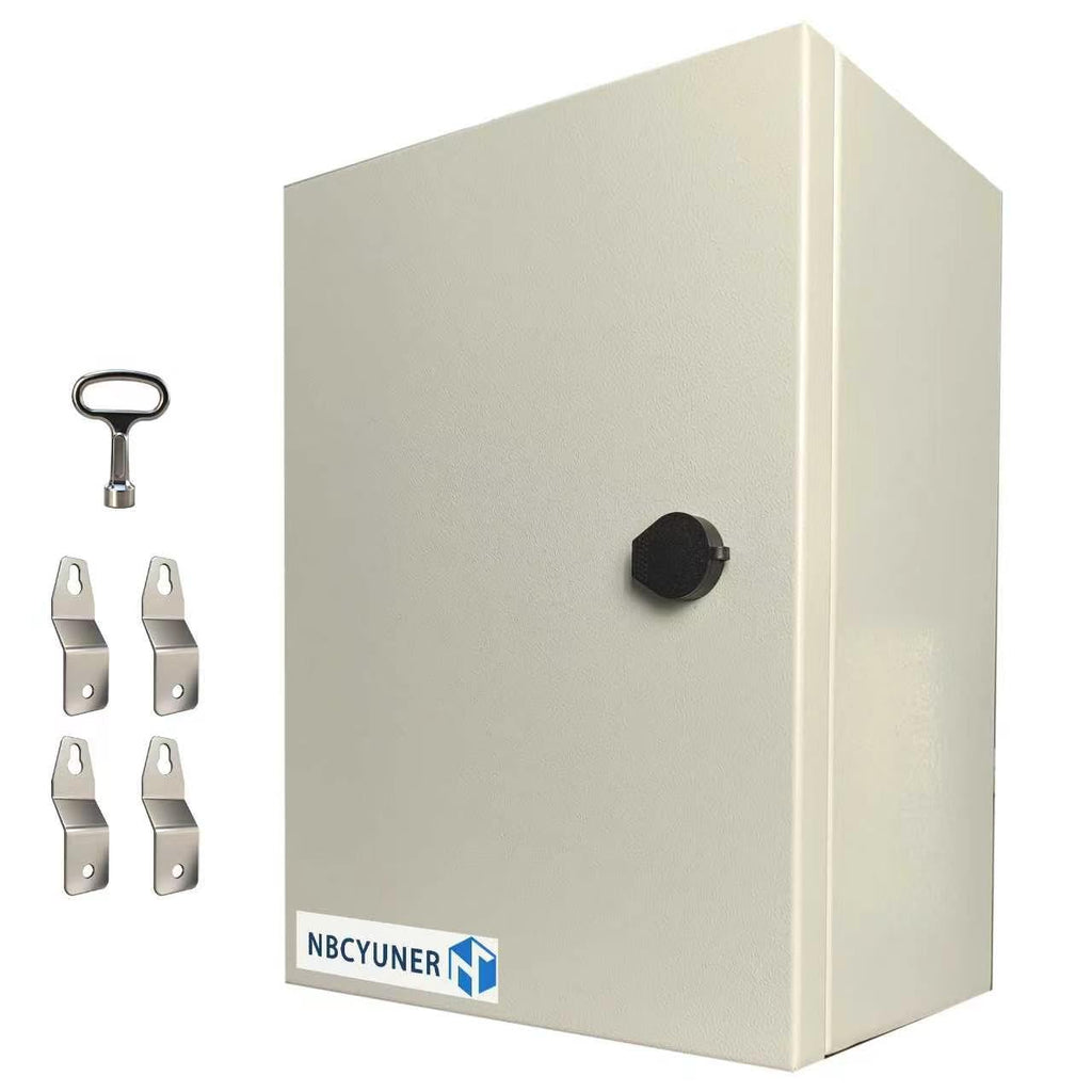 NBCYUNER 16x12x8 Electrical Enclosure Box NEMA 4 Outdoor Enclosure, IP66 Waterproof & Dustproof Cold-Rolled Carbon Steel Hinged Junction Box for Outdoor Indoor Use