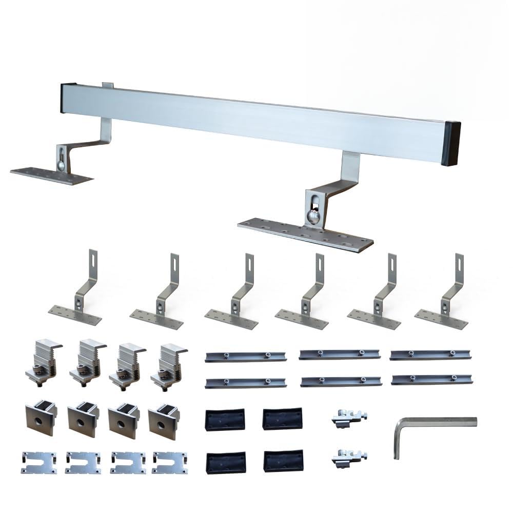 Solar Panel Mounting Bracket Kit System to Metal Roof Sloped or Flat Pitched Tile Shingle Roofs for 1-2pcs Solar Panels with End Cap