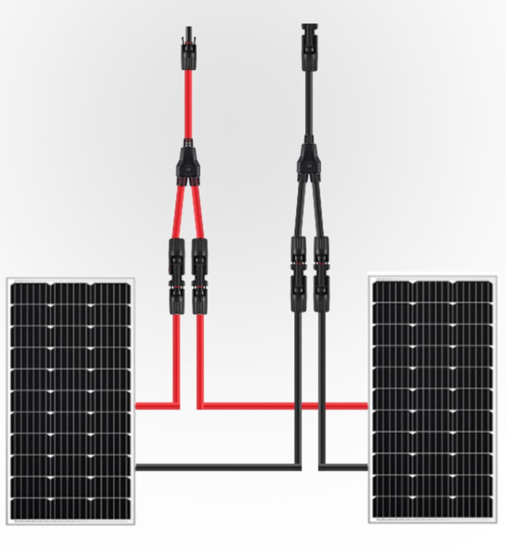 SOYAN Solar Connectors Y Branch Parallel Adapter 10AWG Cable for Solar Panel (Red & Black)