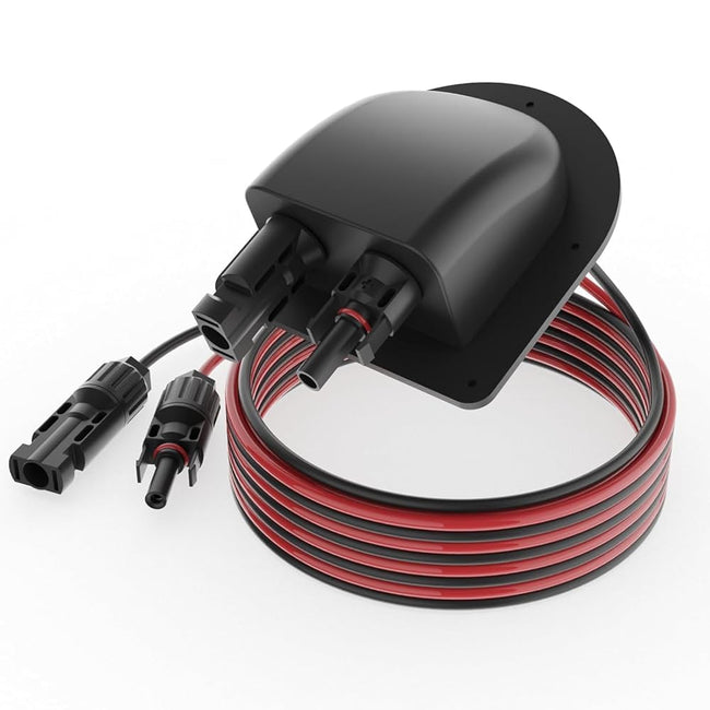 TerraSitze Waterproof Solar Cable Gland Entry Housing Solar Junction Box Fit for roof Panels on RV Boat, Camper, Van, Building, Garage, Shack, with 10Ft 10AWG Solar Extension Cable Connector Hover Image