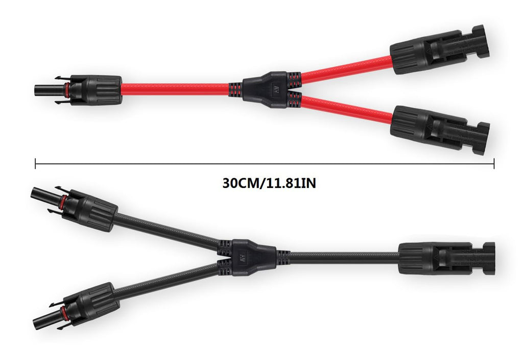 SOYAN Solar Connectors Y Branch Parallel Adapter 10AWG Cable for Solar Panel (Red & Black)