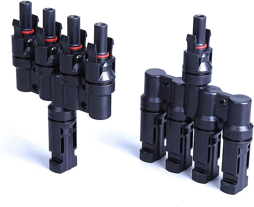 BAYM Solar Panel T Branch 4 to 1 4M/F + 4F/M Cable Connector Solar Wire Connector T-type T4 Coupler Combiner(1 Pair)