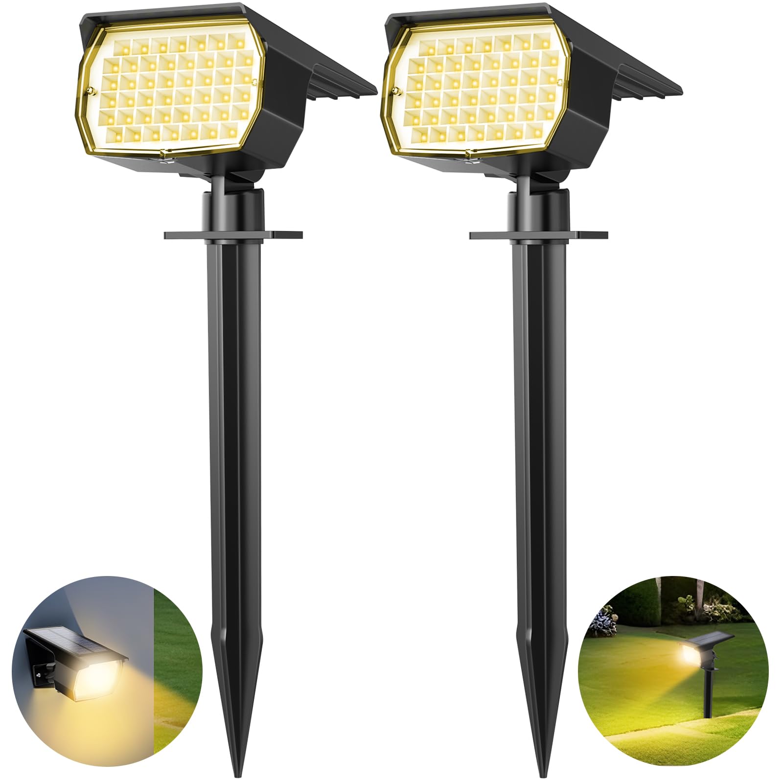 Tadyreal Solar Spot Lights Outdoor 10 Pack, [46 LED/3 Modes] Solar Landscape Spotlights Waterproof, 2-in-1 Auto On/Off Solar Powered Lights for Outside Yard Garden Wall Pathway(Cool White)