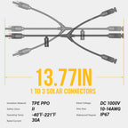 BougeRV Solar Y Branch Connectors Solar Panel Parallel Connectors 1 to 3 Solar Cable Wire Plug Tool Kit (M/FFF and F/MMM)