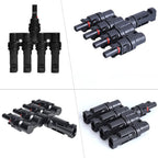 BAYM Solar Panel T Branch 4 to 1 4M/F + 4F/M Cable Connector Solar Wire Connector T-type T4 Coupler Combiner(1 Pair)
