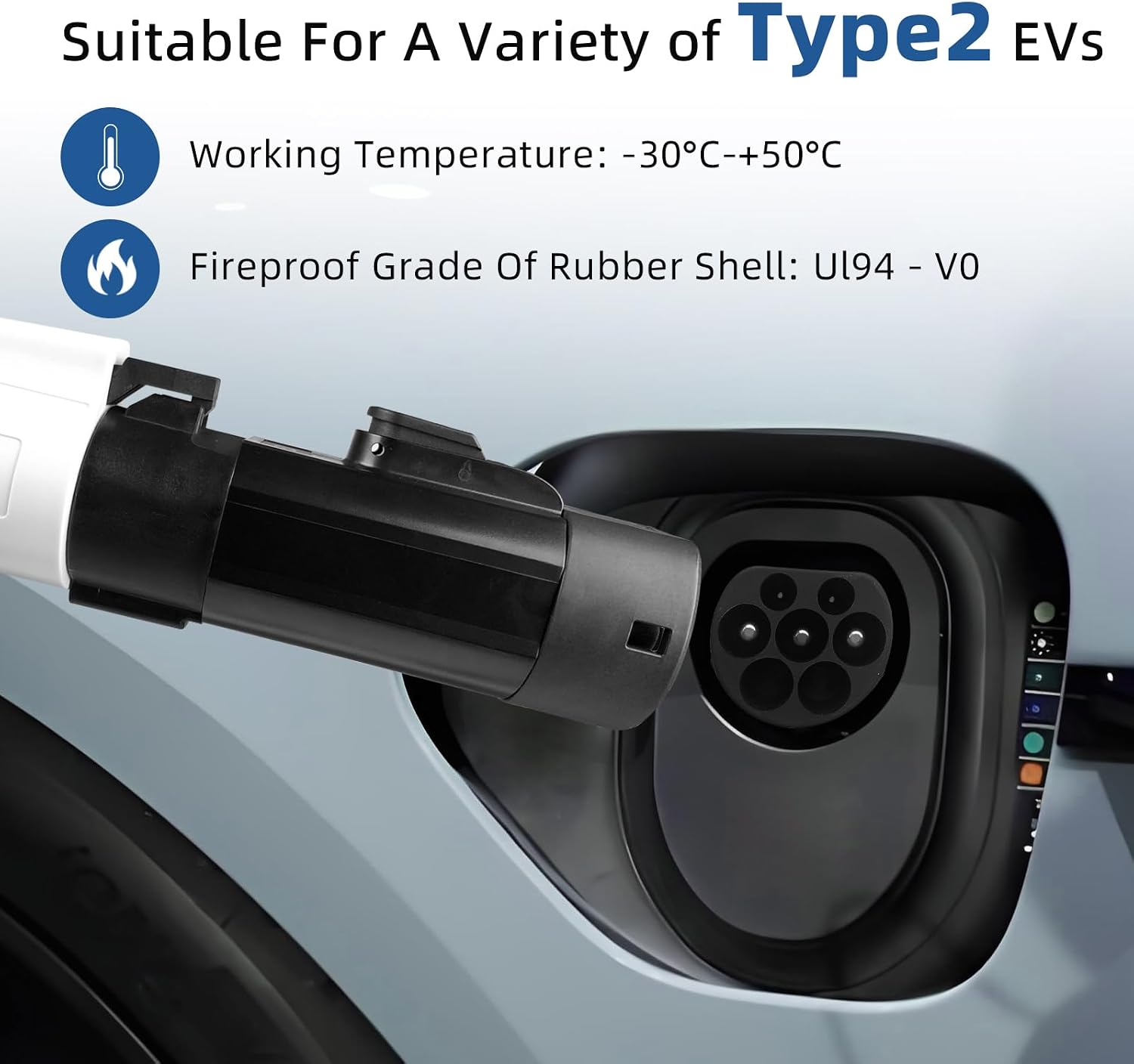 Type 1 to Type 2 EV Charging Adapter 32A 7KW SAE J1772 Charger to IEC 62196 Electric Vehicles Charging Converter (Regular Version)