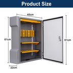 TRWUDRFA Outdoor Electrical Box with Thermostat and Fan - DIY Electrical Junction Box One-Piece Ventilation Design, Cold Rolled Steel, IP65 Waterproof, Wall/Pole Mounted (24" x 17.7" x 8.7")