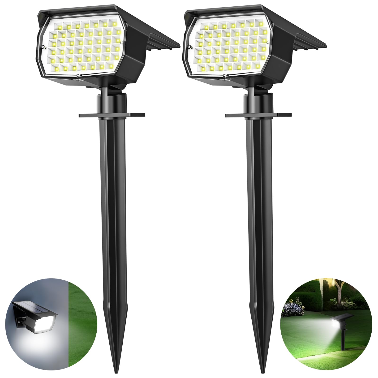 Tadyreal Solar Spot Lights Outdoor 10 Pack, [46 LED/3 Modes] Solar Landscape Spotlights Waterproof, 2-in-1 Auto On/Off Solar Powered Lights for Outside Yard Garden Wall Pathway(Cool White)
