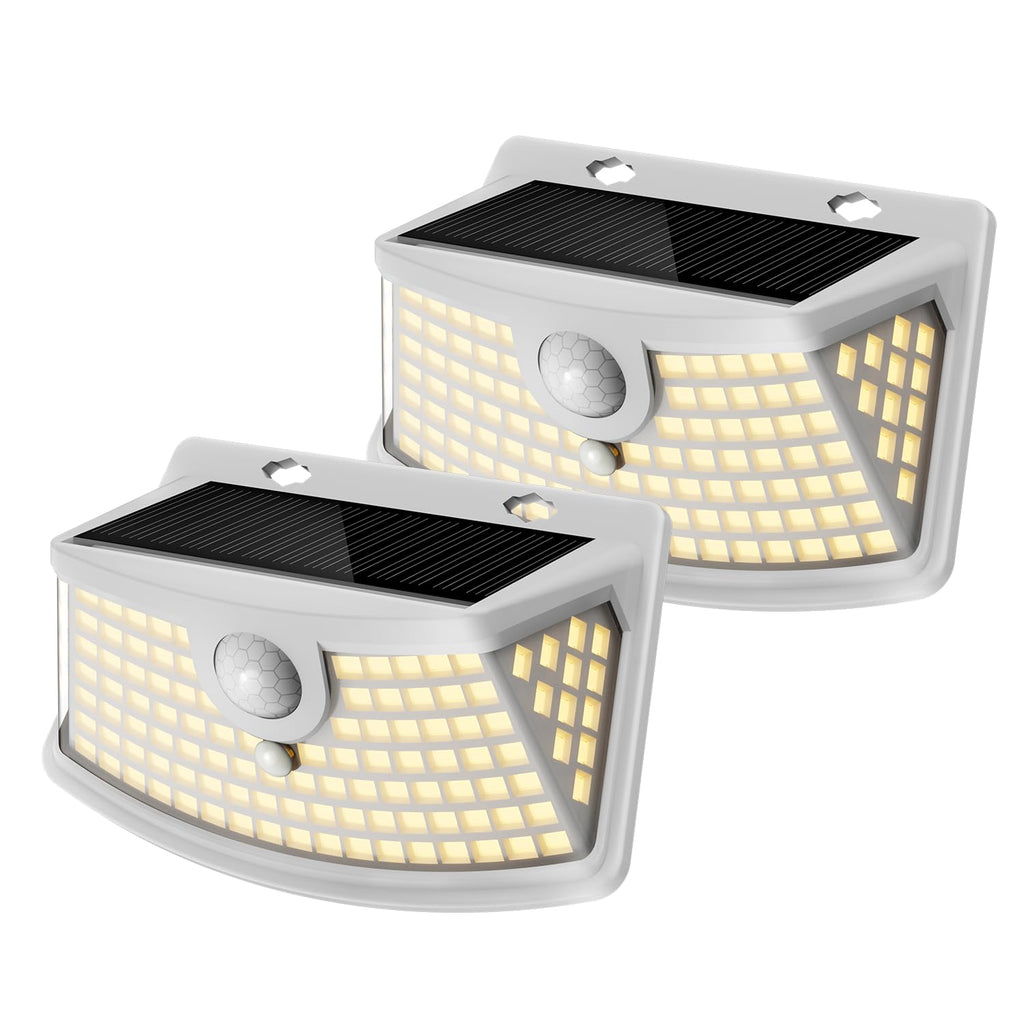 Aootek New Solar Motion Sensor Lights 120 LEDs with Lights Reflector,270° Wide Angle, IP65 Waterproof, Step Lights for Front Door, Yard, Garage, Deck (Black, Daylight White, 6-Pack)