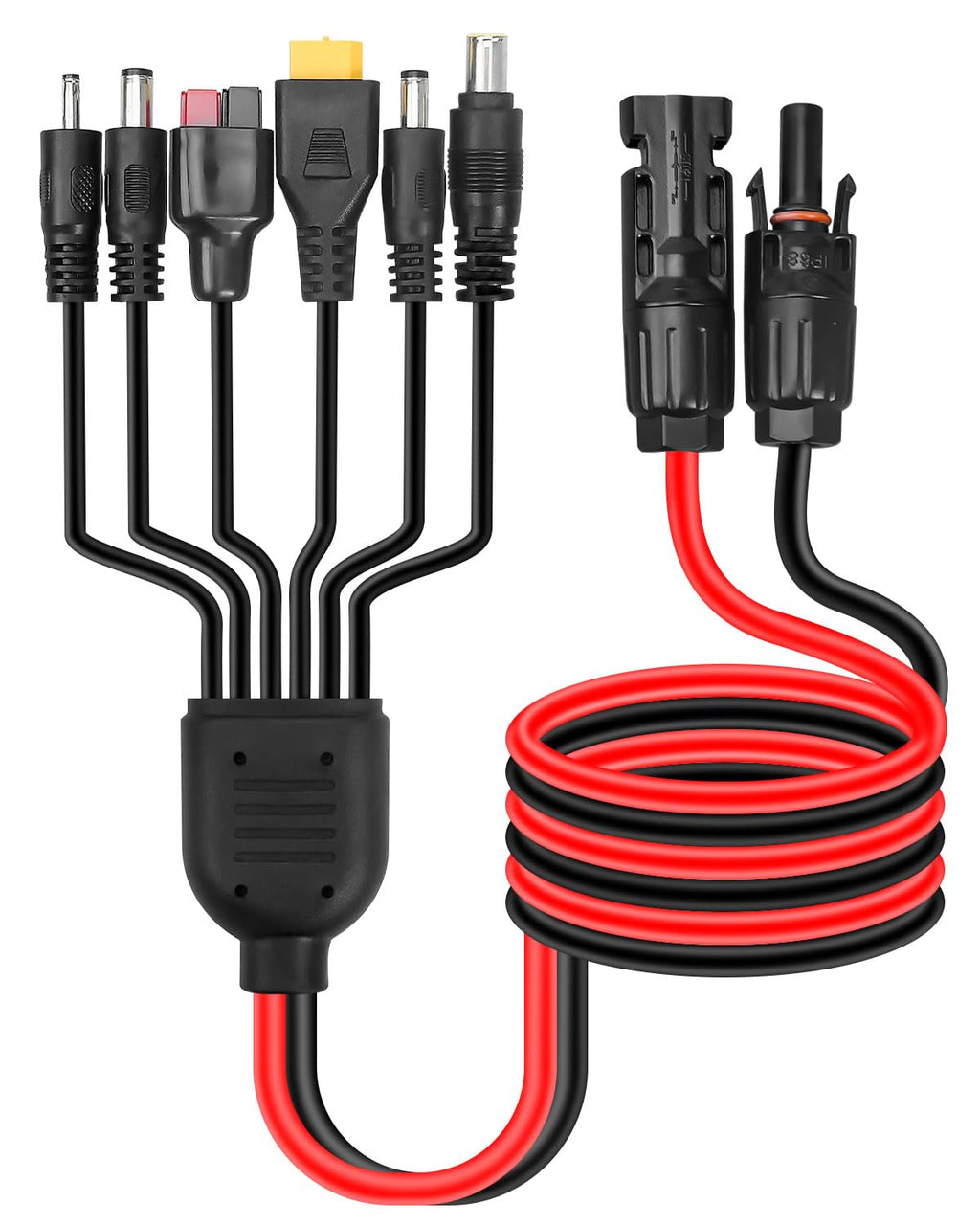 PNYZIK Upgraded 6-in-1 Solar Connector Kit 3.93Ft for Portable Motors and Solar Panels/Motors, 100CM Universal Solar Adapter Connecting Harness with Female and Male Connectors, 1 Pc