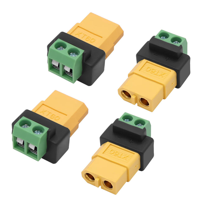MEIRIYFA XT60 Solderless Connector Female to 2Pin Screw Terminal Adapter for Solar Panel、Portable Power Station,Unmanned Aerial Vehicles, Model Aircraft Plug 4Pcs Hover Image