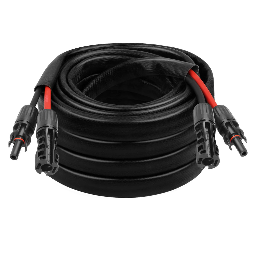 8AWG Solar Cable - 15FT Solar Panel Extension Cord 8 Gauge PV Wire with Flame Retardant Protective Sleeving Female & Male Waterproof Connector for RV, Photovoltaic Systems, Solar Panels (15 Feet)
