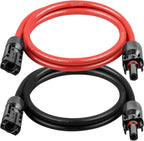 10AWG Solar Extension Cable 2FT – 2 Pack Red & Black PV Wire with Solar Connectors, 84-Strand Tinned Copper, Dual XLPE Insulated, Outdoor UV-Resistant Cable for RV, Inverter, Battery