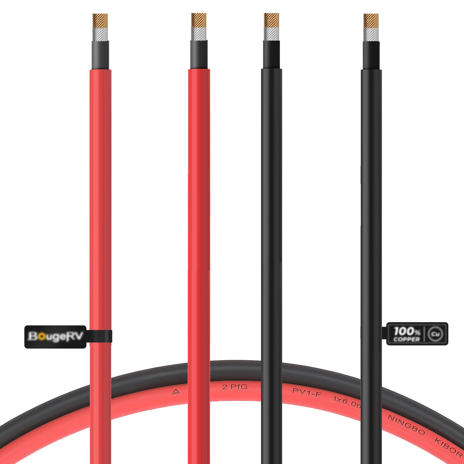 BougeRV 20 Feet 10AWG Solar Extension Cable with Female and Male Connector with Extra Pair of Connectors Solar Panel Adaptor Kit Tool (20FT Red + 20FT Black)