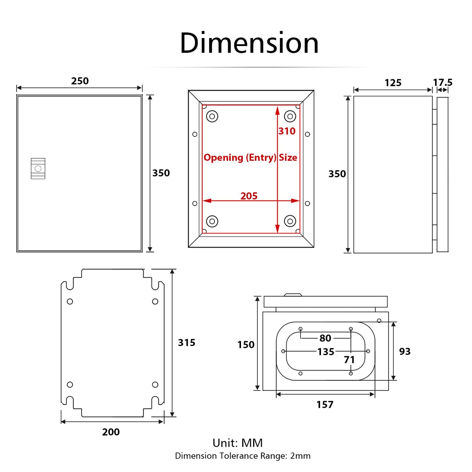 QILIPSU Metal Electrical Box IP65 Waterproof Steel Project Enclosure Lockable Weatherproof Electric Junction Box for Indoor & Outdoor Use 14"x10"x6"