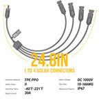 BougeRV Solar Y Branch Connectors Extra Long Solar Panel Parallel Connectors 1 to 4 Solar Cable Wire Plug Tool Kit (M/FFFF and F/MMMM)