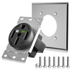 30 Amp EV Charging Straight Blade Device Receptacle/Outlet, Weather-Resistant NEMA 14-30R Heavy Duty, Industrial Grade, 3-Pole 4-Wire Grounding, 30A 125/250V, ETL Listed,Black