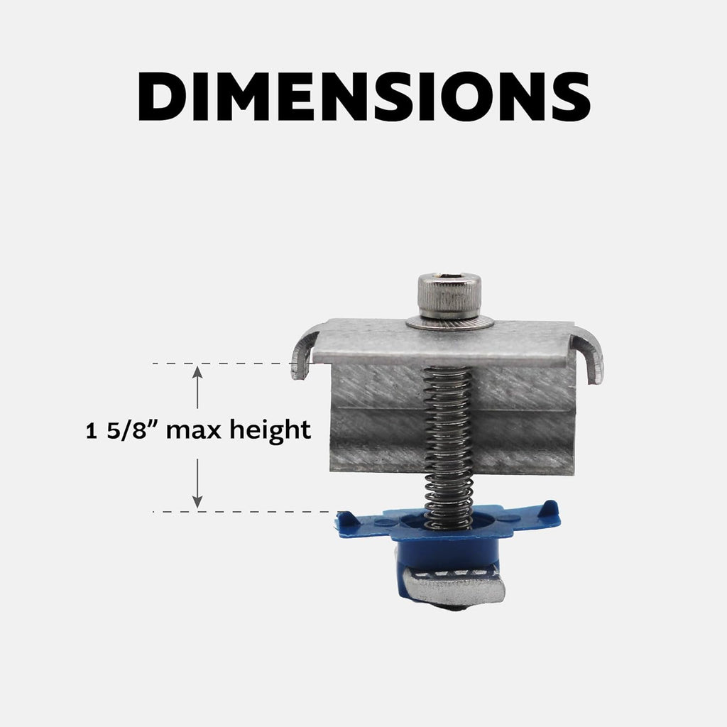 SPEC158-5PK Solar Panel End Clamps for 1-5/8 in. Steel Strut Channel, Solar Panel Kit with End Clamps and Cone Nuts for Mounting Solar Panels, Pack of 5