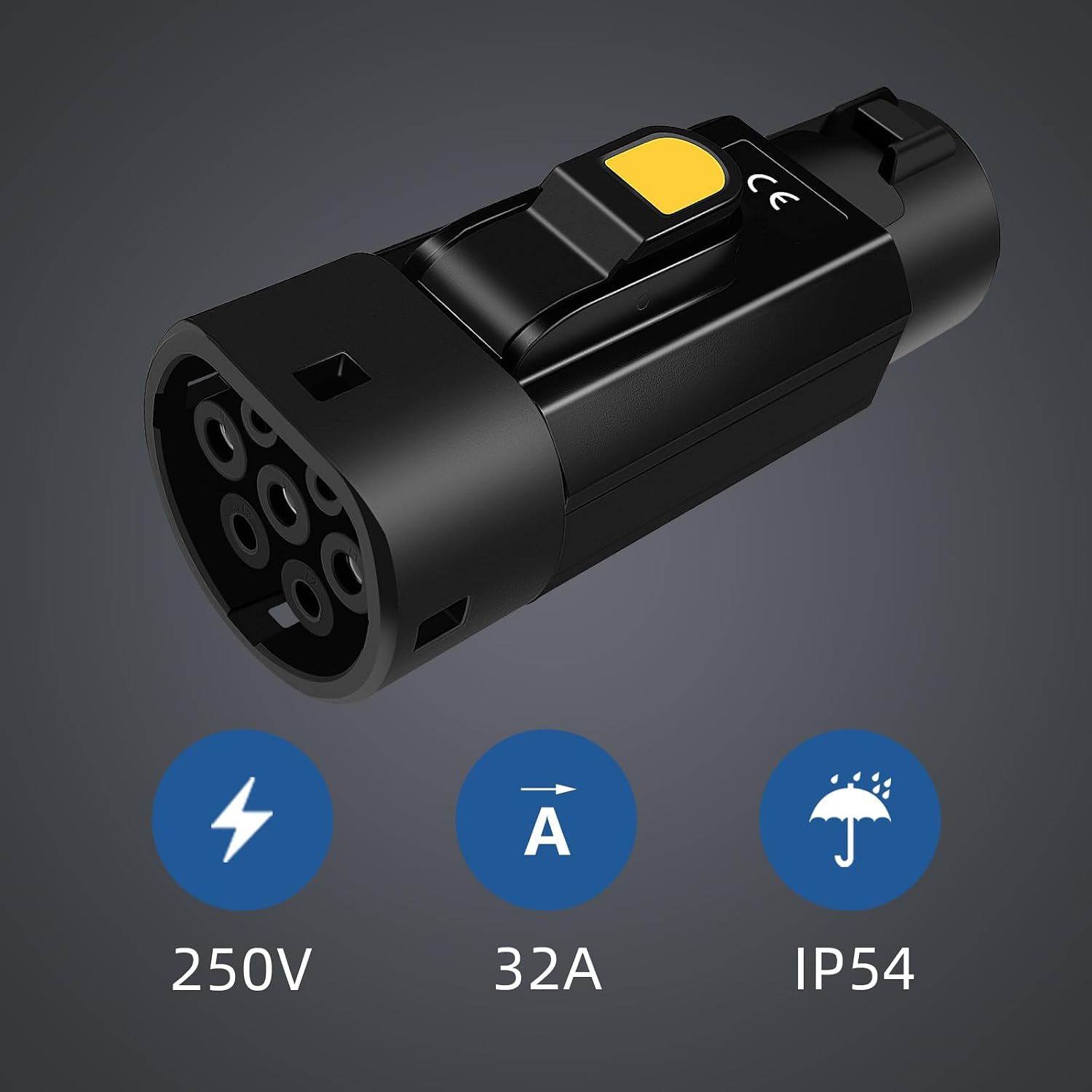 Type 1 to Type 2 EV Charging Adapter 32A 7KW SAE J1772 Charger to IEC 62196 Electric Vehicles Charging Converter (Regular Version)