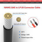 ELFCULB 2 Pin Power Industrial Circular Connector 10AWG Furion Solar Plug to SAE Connector with SAE Reverse Adapter for RV Solar Ports Solar Panel Suitcase(2FT)