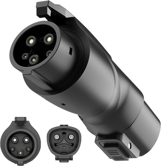 Nacs to J1772 Adapter, Portable Tesla to J1772 Adapter with Fixed Lock Works IP65, Max 80A 250V Converter Compatible with Nacs Wall Mobile Connector Target Chargers for All J1772 EVs Black Hover Image