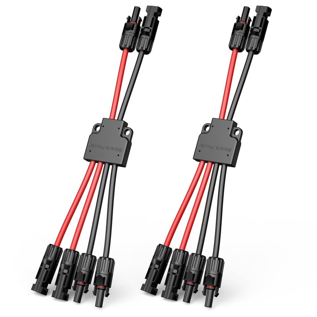 Bateria Power Solar Connectors for 2 Solar Panels, IP68 Waterproof Solar Panel Connectors Splitter, 4 to 2 Y Branch Parallel Adapter for Solar Cable Extension