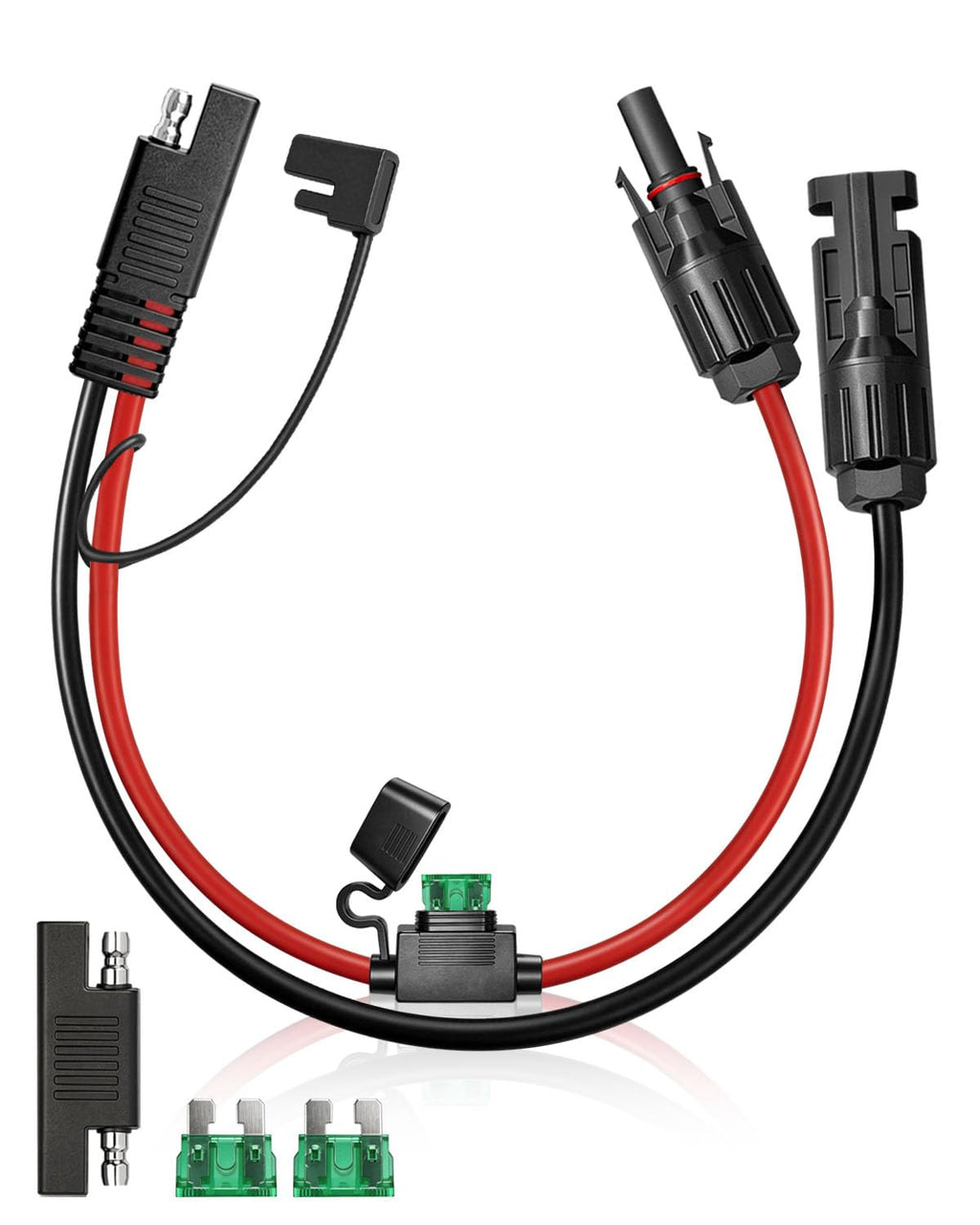 KYN Design Solar Panel Connector to SAE Adapter Cable, 1FT 10AWG Solar Extension Cable with Fuse/SAE Polarity Reverse Adapter for RV Solar Panel Charger Kit