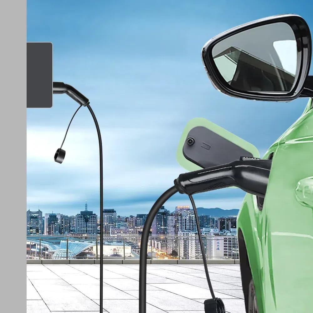 Type 2 to Type 1 EV Charging Cable, IEC 62196 Male to J1772 Female, 32A 7kW Single Phase, 110-250 VAC, 5m (16.4ft), IP67 Waterproof