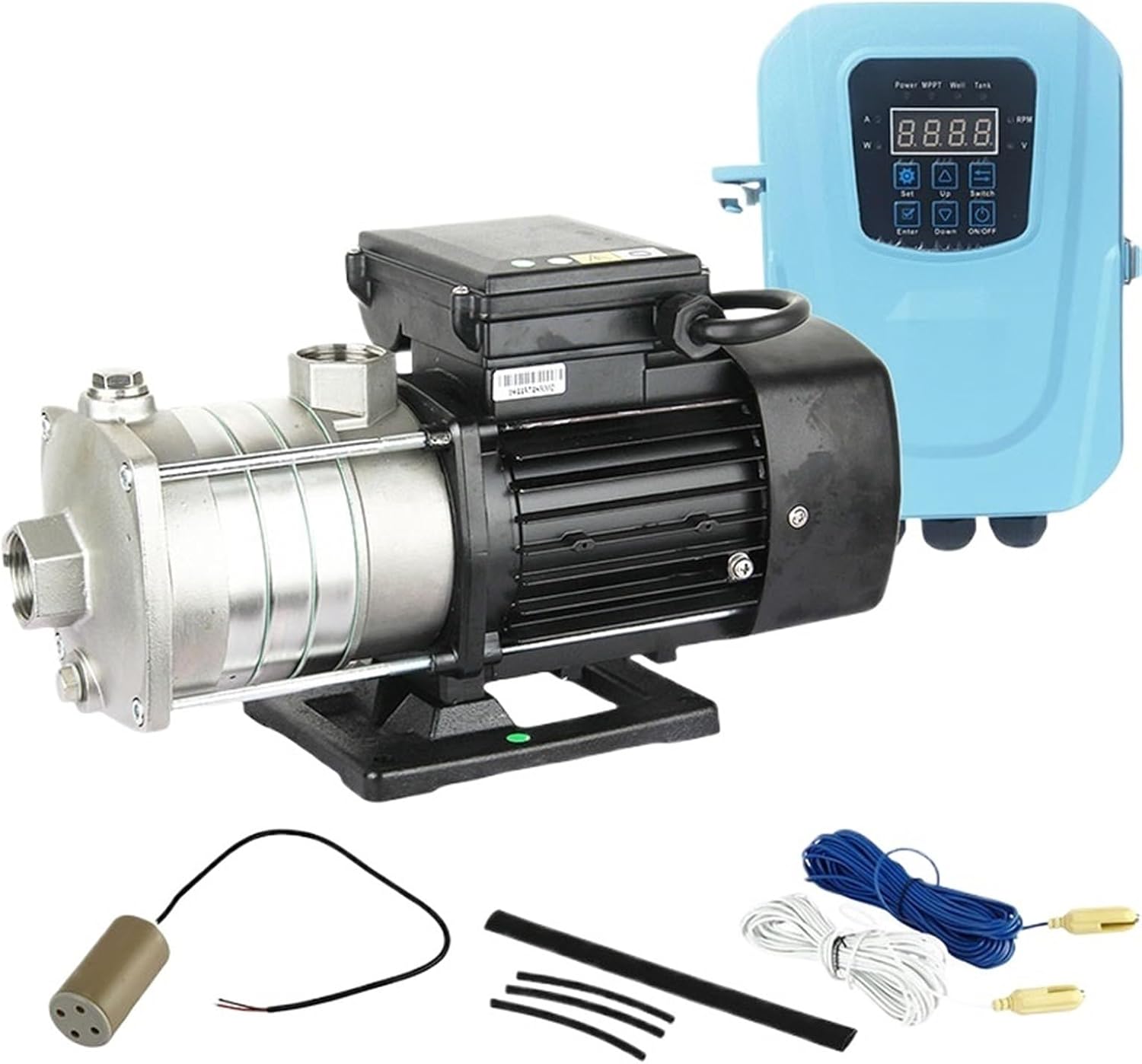 1pc 1HP Hybrid Solar Self Prime Water Pump with MPPT Controller 72v AC/DC Booster Pump SS304 Impeller Farm Agriculture Irrigation(70V)