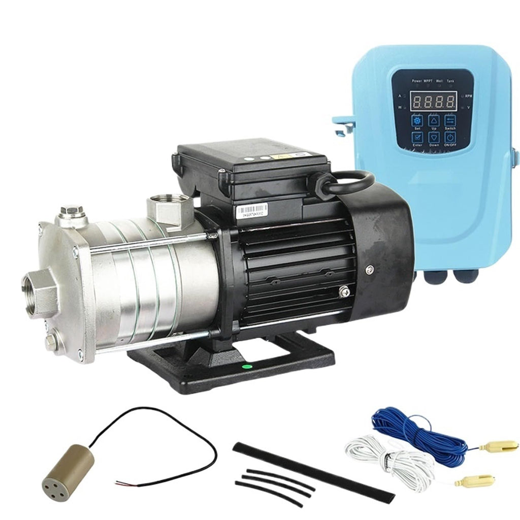 1pc 1HP Hybrid Solar Self Prime Water Pump with MPPT Controller 72v AC/DC Booster Pump SS304 Impeller Farm Agriculture Irrigation(70V)