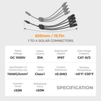 Solar Panel Connector 4 to 1 Solar Panel Splitter 4 Way 1000V Solar Panel Parallel Connectors Solar Adapter Cable Plug Pair for Solar System Solar Panel (4 to 1 1 Pair)