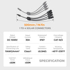 Pjerjzn Solar Panel Connector 4 to 1 Solar Panel Splitter 4 Way 1000V Solar Panel Parallel Connectors Solar Adapter Cable Plug Pair for Solar System Solar Panel (4 to 1 1 Pair)