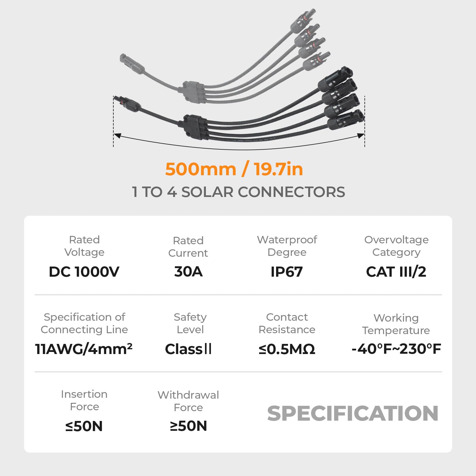 Pjerjzn Solar Panel Connector 4 to 1 Solar Panel Splitter 4 Way 1000V Solar Panel Parallel Connectors Solar Adapter Cable Plug Pair for Solar System Solar Panel (4 to 1 1 Pair)