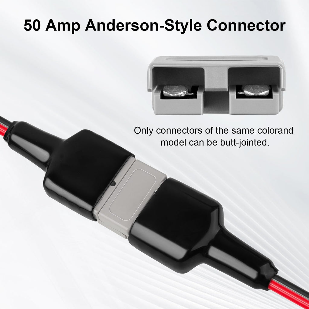 XRDS -RF 8AWG Tinned Copper Wire with Anderson-Style 50A Connectors 2FT, Heavy-Duty Battery Extension Cable for Solar Panel, Inverter, and RV Applications